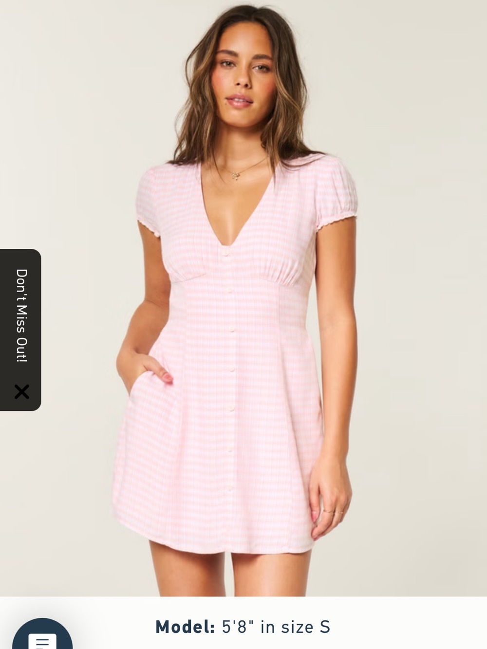 Hollister Pink Button-Front V-Neck Mini Dress